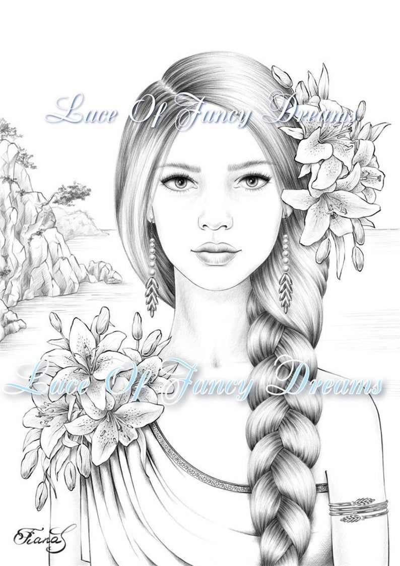 20 Coloring Pages Girl Flower