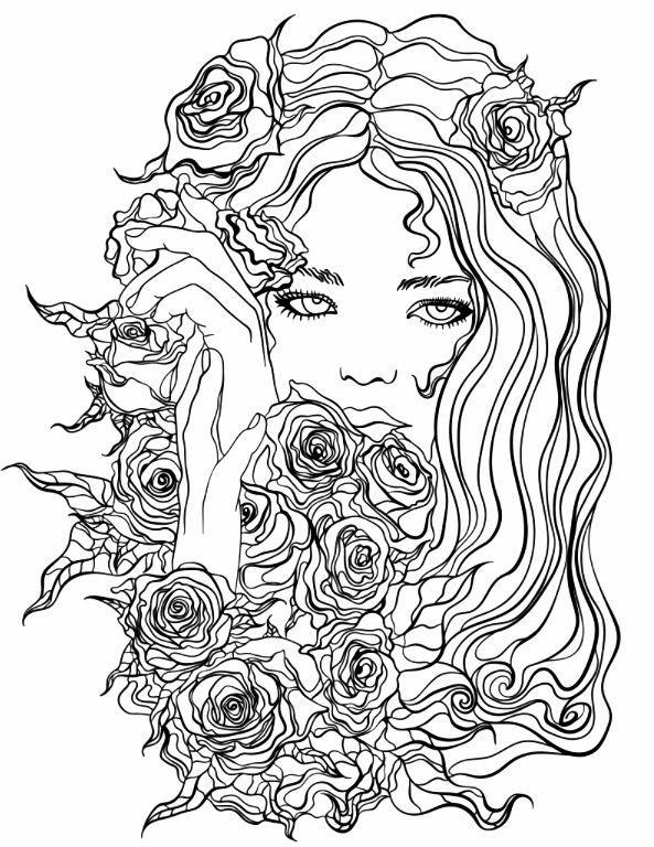 20 Coloring Pages Girl Flower