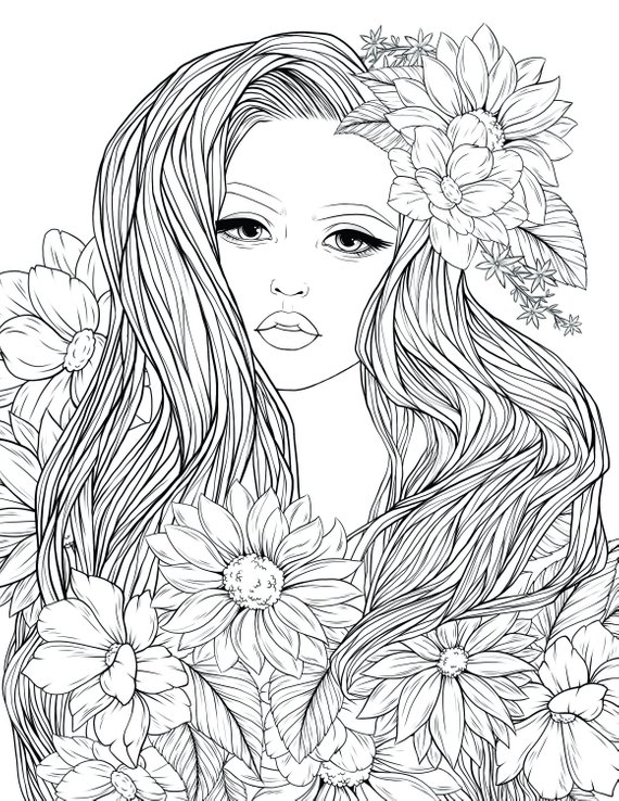 20 Coloring Pages Girl Flower