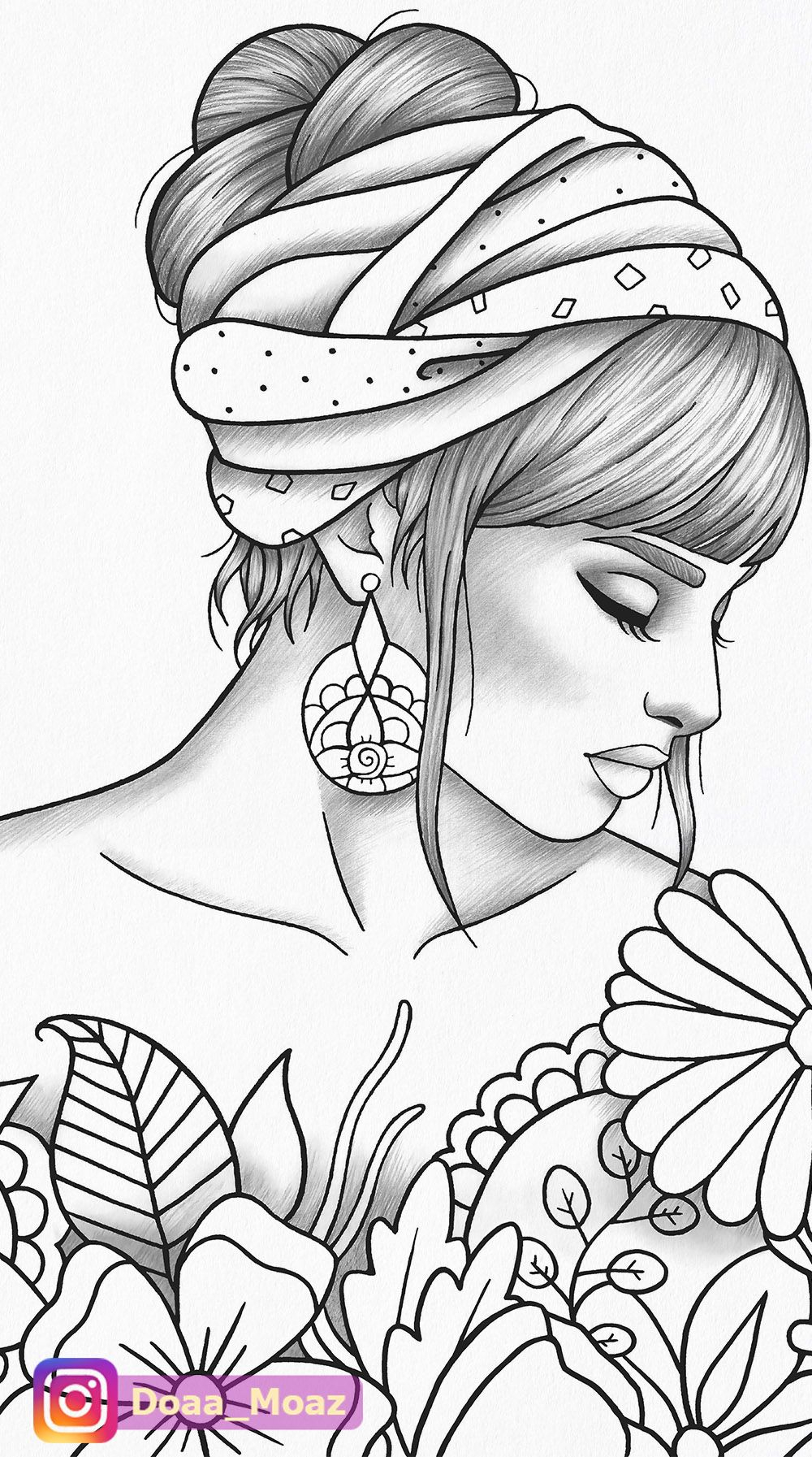 20 Coloring Pages Girl Flower