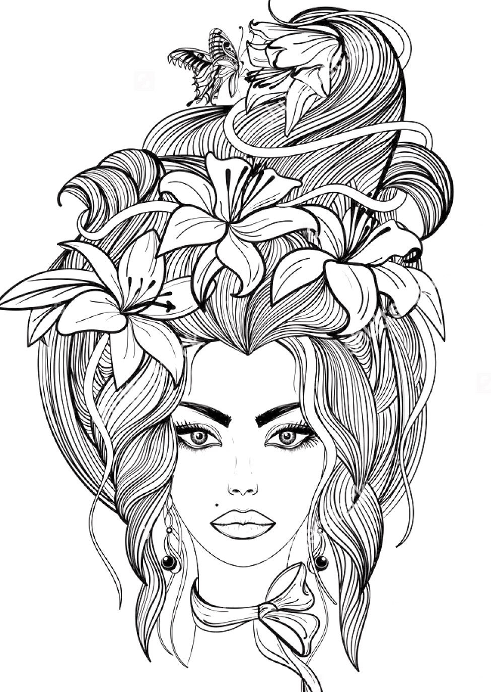 20 Coloring Pages Girl Flower